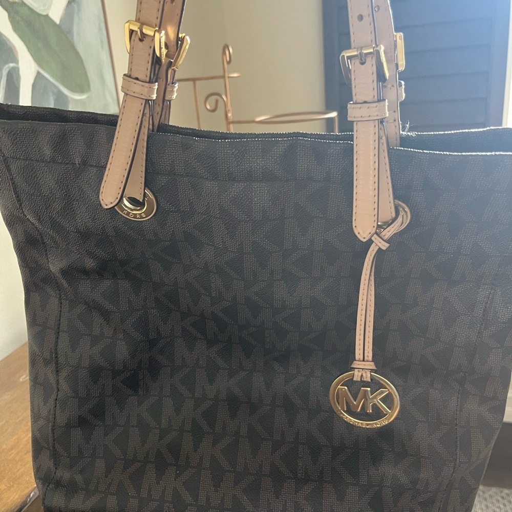 Michael Kors Black and Brown Tote Bag- Large